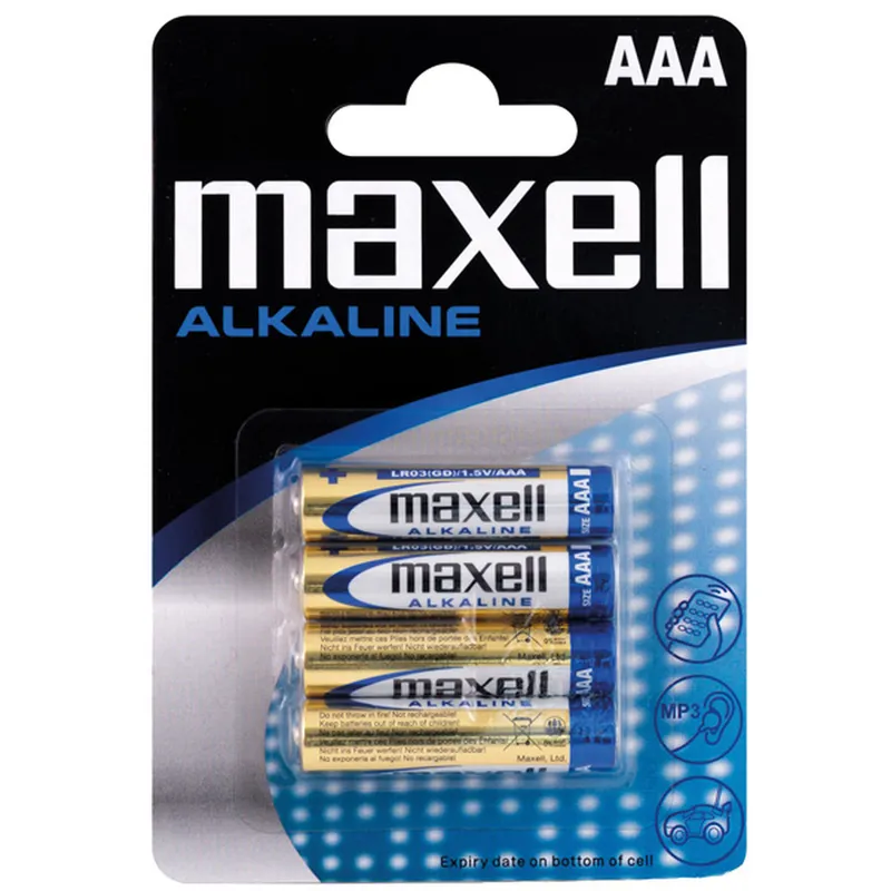 Maxell Alkaline, LR03 / AAA batterier, alkaliska, 1,5V, 4-pack