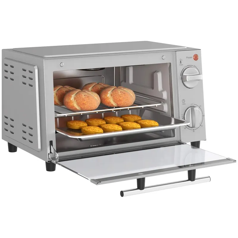 Miniugn 9L miniugn med bakplåt, grillgaller, 100 °C-230 °C, med justerbar temperatur och tillagningstid, 60 min timer, 750W, ros