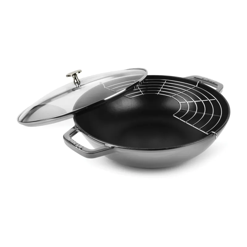 Staub Wok med glaslock 30 cm, grå