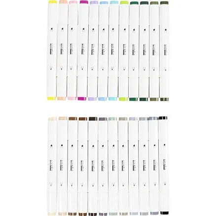 Illustrations Markers Dubbelsidiga Pastell Standardfärger 24-pack Creativ Company