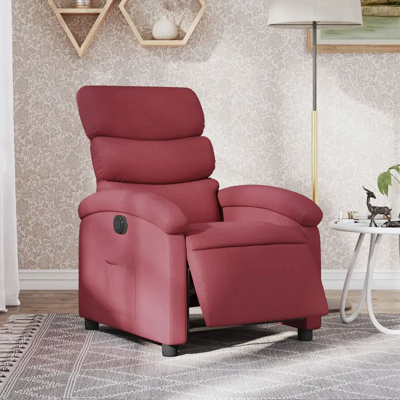 vidaXL Elektrisk reclinerfåtölj vinröd tyg (#4451)