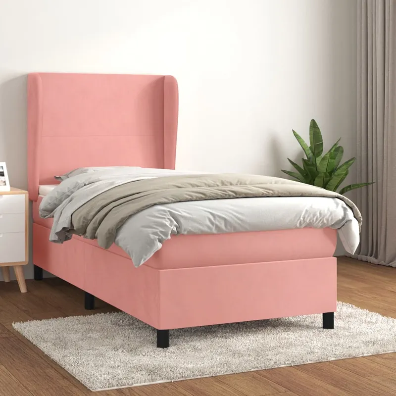 vidaXL Ramsäng med madrass rosa 100×200 cm sammet (#9562)