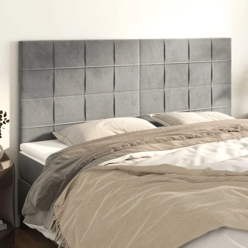 vidaXL Sänggavel ljusgrå 200x5x118/128 cm sammet (#2628)