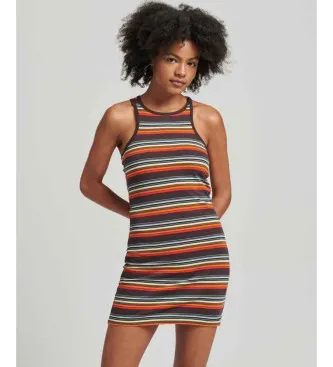 Superdry för kvinnor. W8011412A Vintage Stripe Racer logoklänning flerfärgad (XXS), Casual, Bomull, Ärmlös / Hängselbyxor