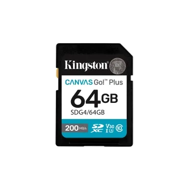 Kingston Canvas Go! Plus - Flash-minneskort - 64 GB - Video Class V30 / UHS-I U3 / Class10 - SDXC UHS-I