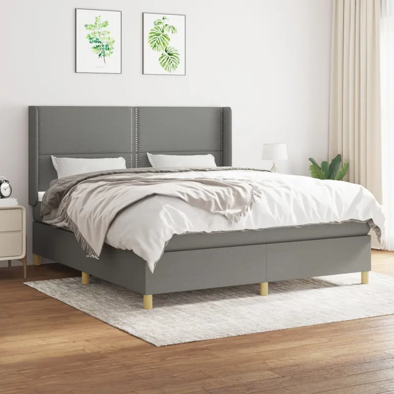vidaXL Ramsäng med madrass mörkgrå 180×200 cm tyg (#7034)