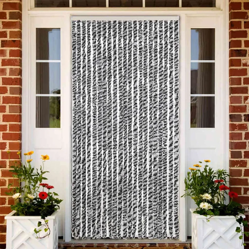 vidaXL Insektsgardin grå och vit 90×200 cm chenille