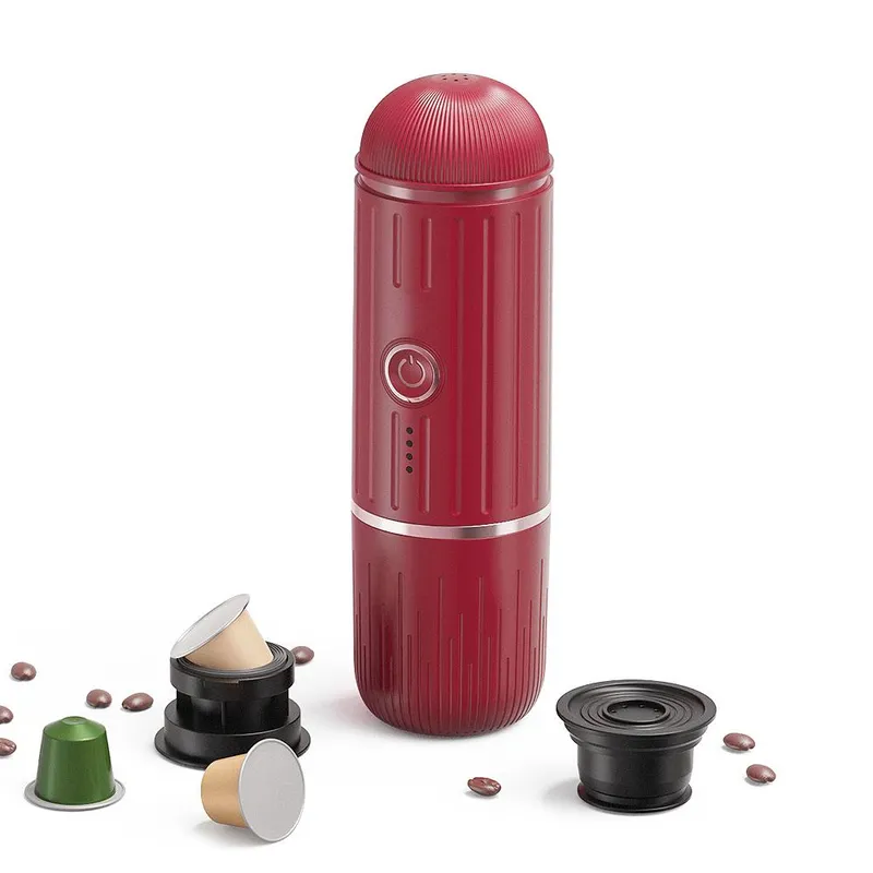 Elektrisk Bärbar Kaffebryggare Kompatibel med NS-kapslar och Malet Kaffe 19 Bar 100W Trådlös röd