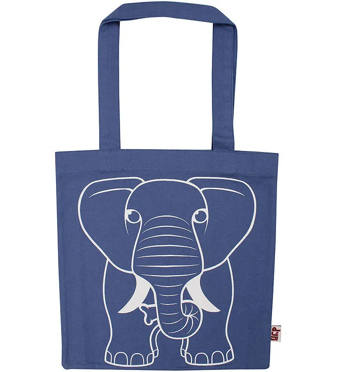 DYR-Cph Shoppingväska - Djursto - Dusty Blue m. Elefant