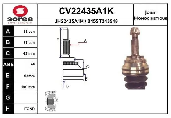 Ledsats, drivaxel EAI CV22435A1K
