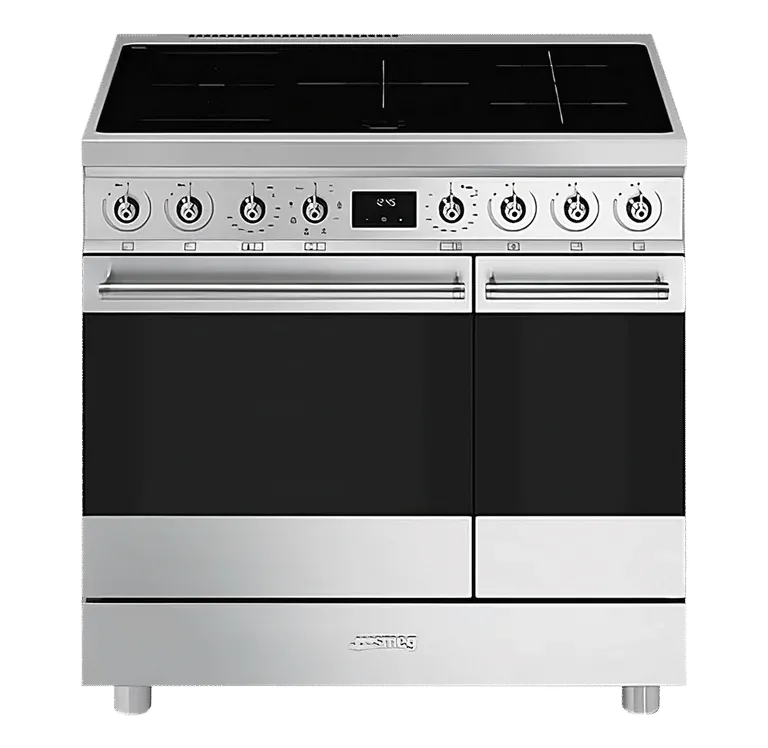 Symphony - Induktionsspis 90 cm (2 ugnar) - Rostfri - Smeg