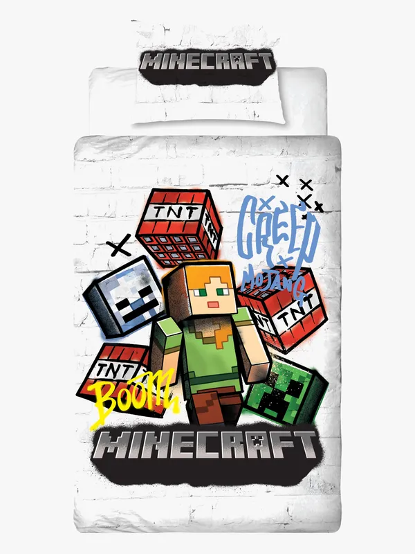 Minecraft Bäddset 150x210cm, 50x60cm - Minecraft - Leksaksaffären