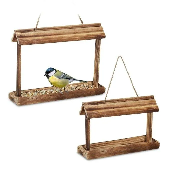 2x Fågelmatare i trä