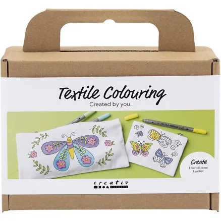 Mini DIY Kit Textilmålning , Fjärilar, pastellfärger, 1 förp.