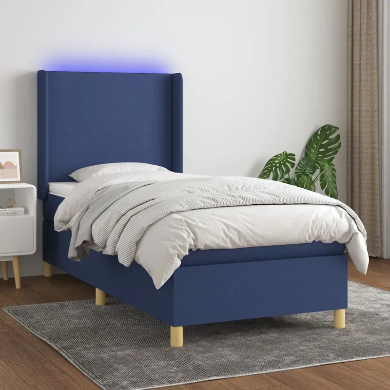 vidaXL Ramsäng med madrass & LED blå 80×200 cm tyg (#2846)