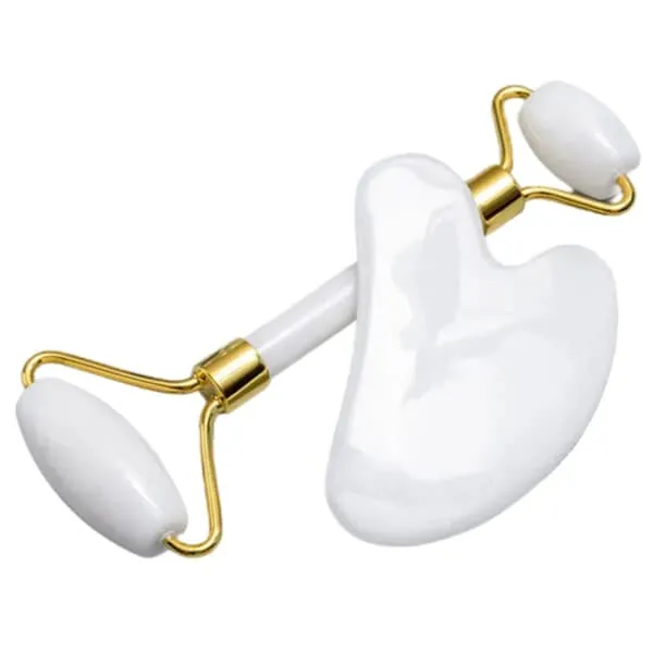 Vit Jade Ansiktsroller och Gua Sha Äkta Natursten