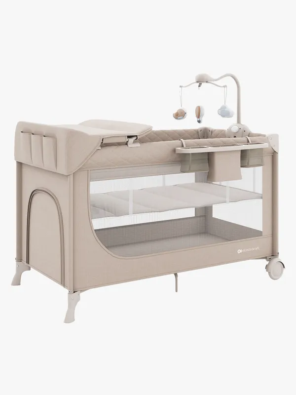 Kinderkraft LEODY UP Resesäng med Tillbehör, Beige