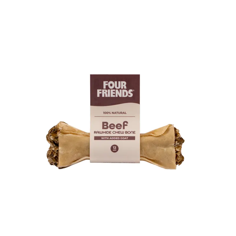 Natural Chews Beef Rawhide Chew Bone with Goat till Hund - 12 cm