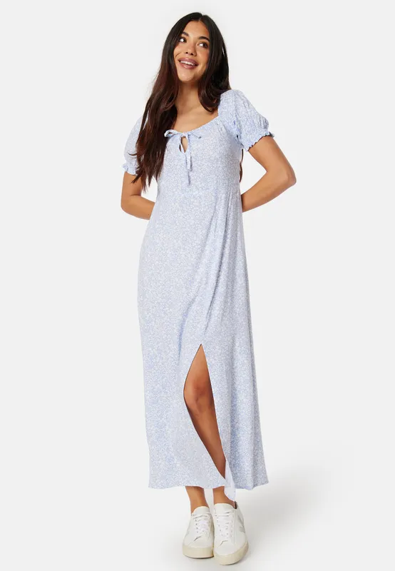 Front Tie Long Viscose Dress (#7590)