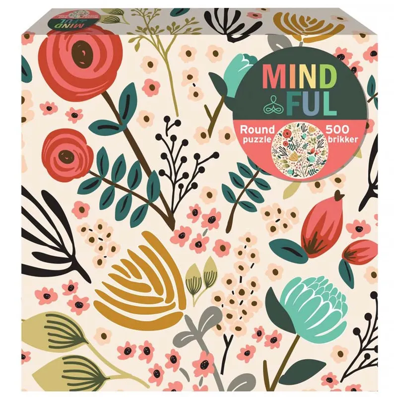 Mindful Runt Pussel – Blommor 500 bitar