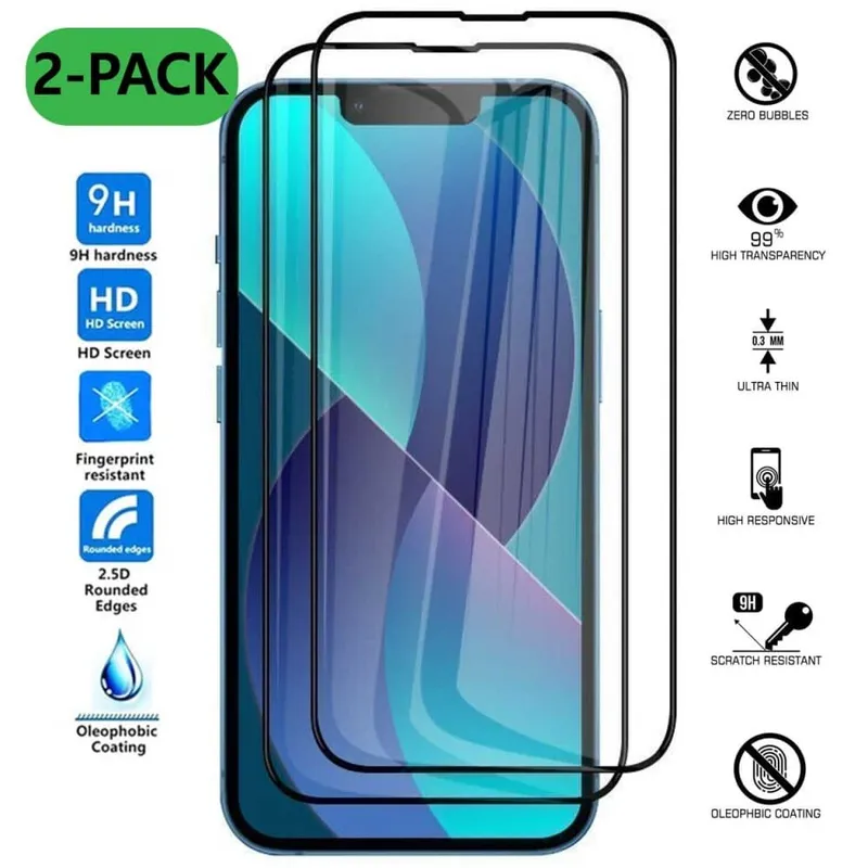 2-Pack iPhone 13 Mini Härdat Glas Skärmskydd Kolfiber