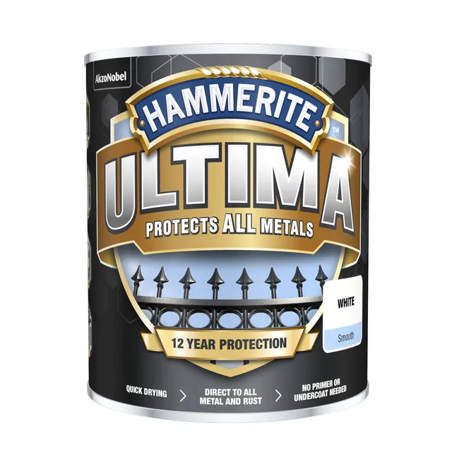 METALLFÄRG ULTIMA SMOOTH WHITE HAMMERITE 0,75L | Beijerbygg Byggmaterial