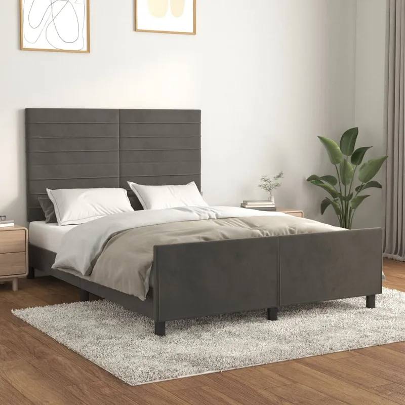 vidaXL Sängram utan madrass mörkgrå 140×200 cm sammet (#3100)