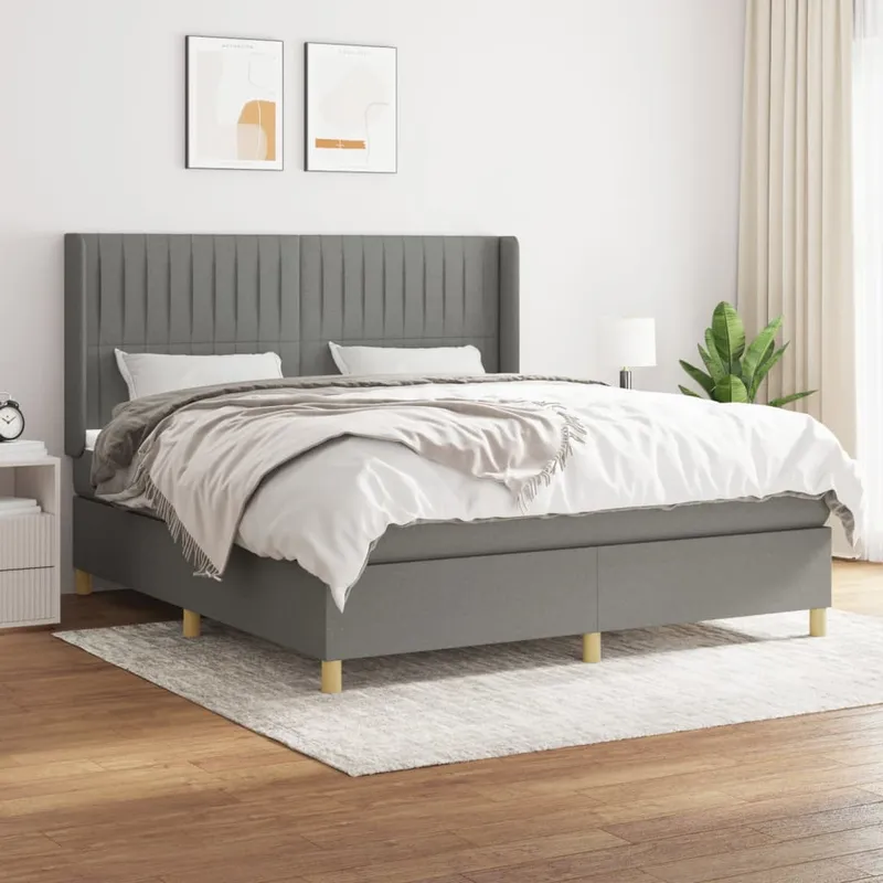vidaXL Ramsäng med madrass mörkgrå 180×200 cm tyg (#9434)
