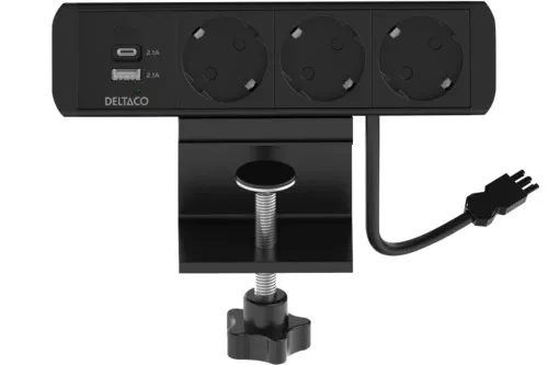 Eluttag bordsmodell 3 strömuttag + USB-A + USB-C