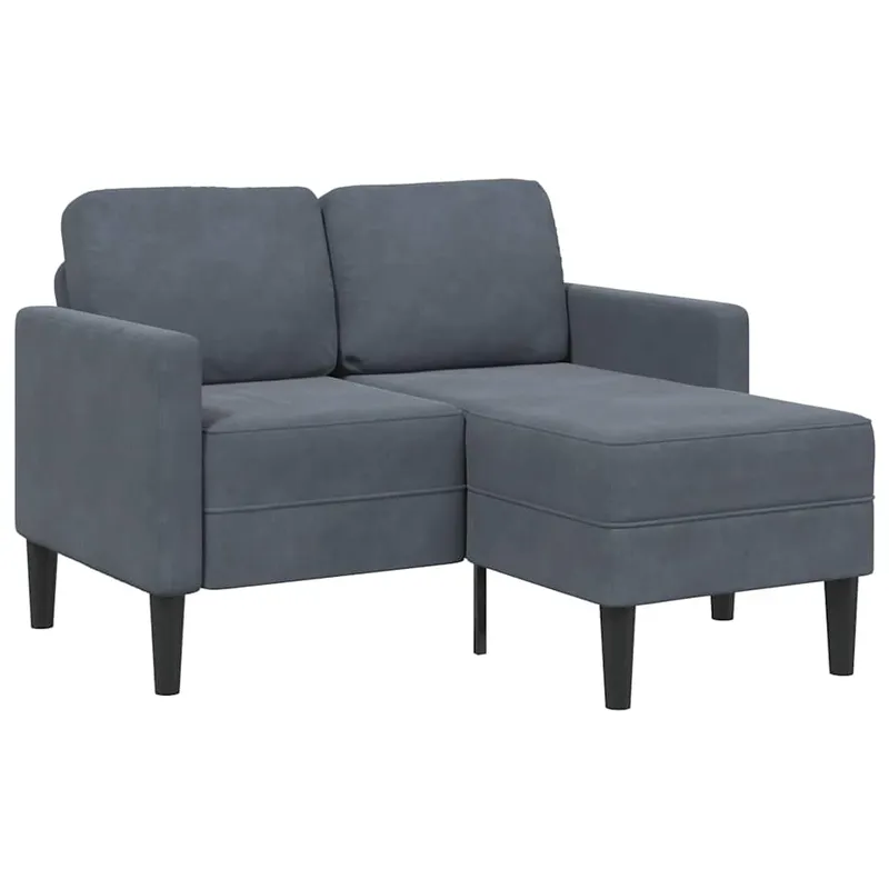vidaXL 2-sitssoffa med schäslong L-formad mörkgrå 125 cm sammet