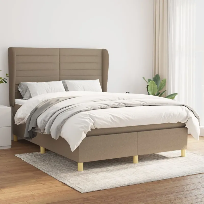 vidaXL Ramsäng med madrass taupe 140×190 cm tyg (#4772)