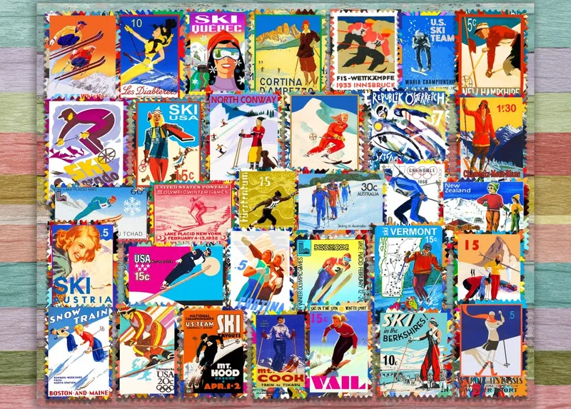 Pussel – Ski Stamp Posters,500 Bitar