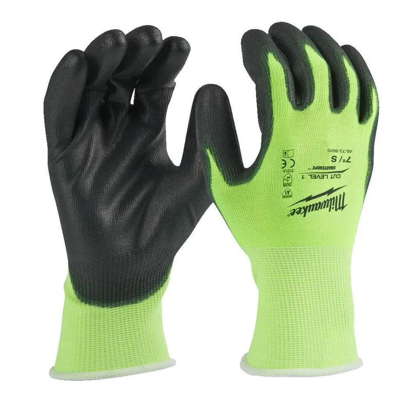 Milwaukee 4932479916 Montagehandske PU doppad, CL1/A, Hi-Vis S/7