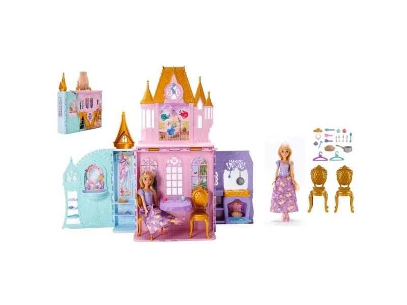 Disney Princess Dockhus m. Docka - 60 cm - Stäng & Carry Slott