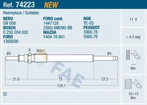 Glödstift FAE 74223