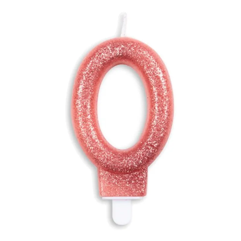 Tårtljus Siffra Glitter Roséguld – Siffra 0