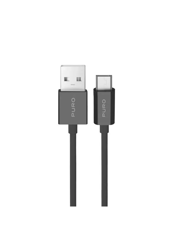 Puro USB-A - Micro-USB 12W Kabel 1m TPE - Svart