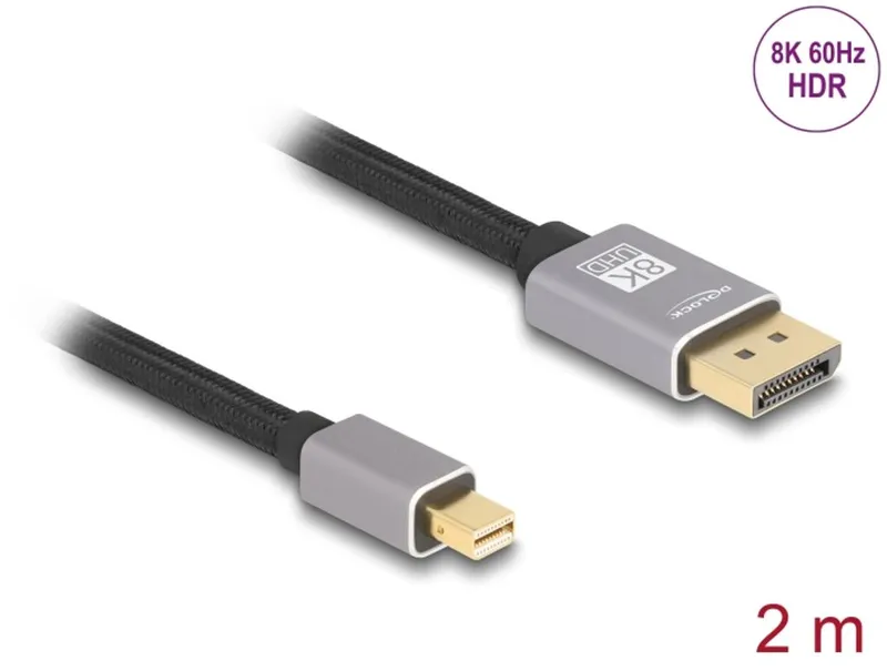 Delock Mini DisplayPort till DisplayPort-kabel 8K 60 Hz 2m