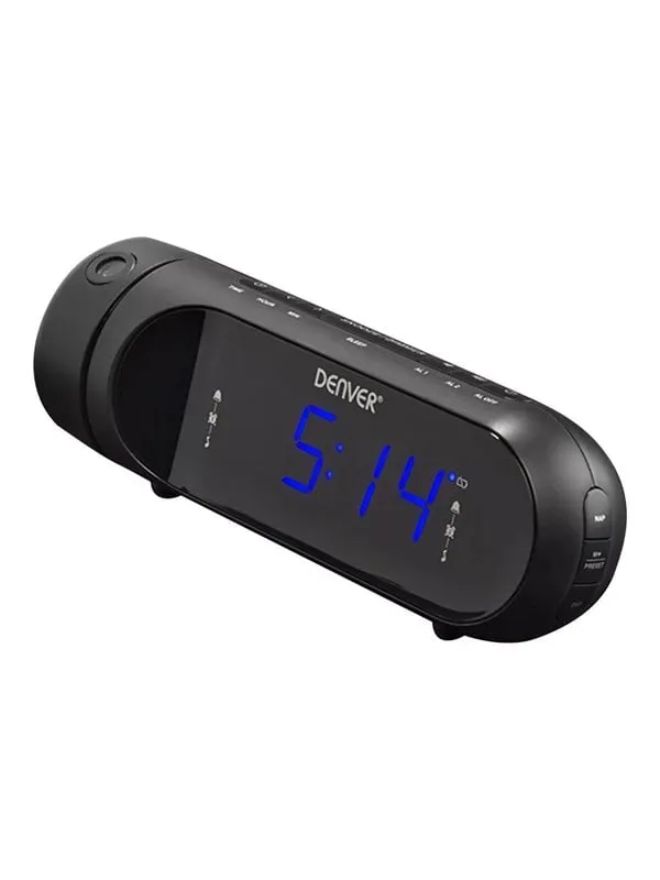 Klockradio med projektion Dubbla alarm Svart