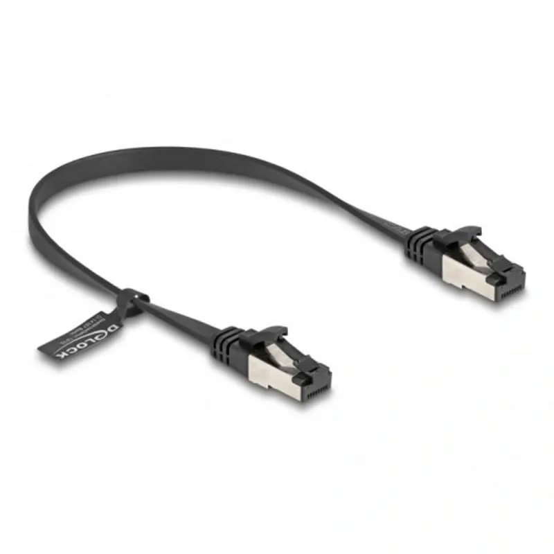Delock RJ45 platt patchkabel, Cat.8.1, 0,25 m - Svart