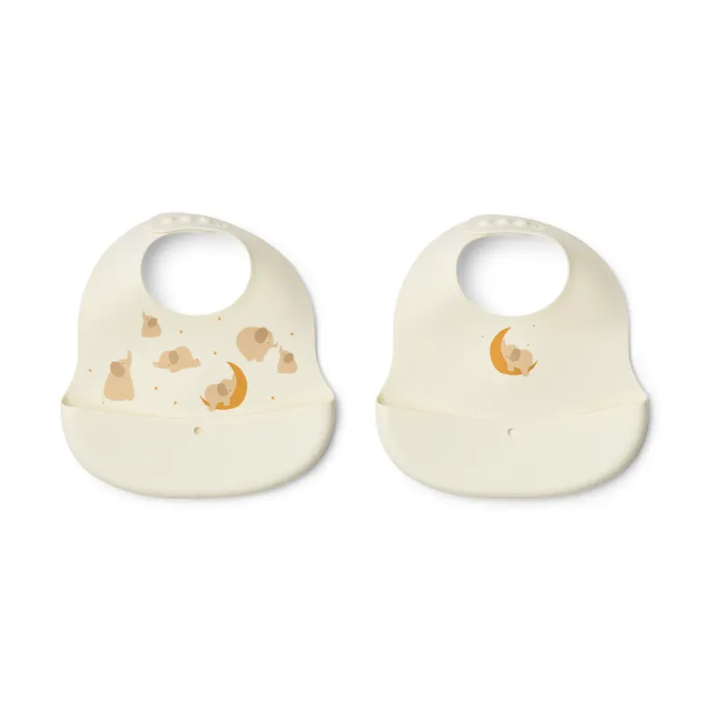Liewood Ember printed haklapp 2 delar Elephant-Creme de la creme