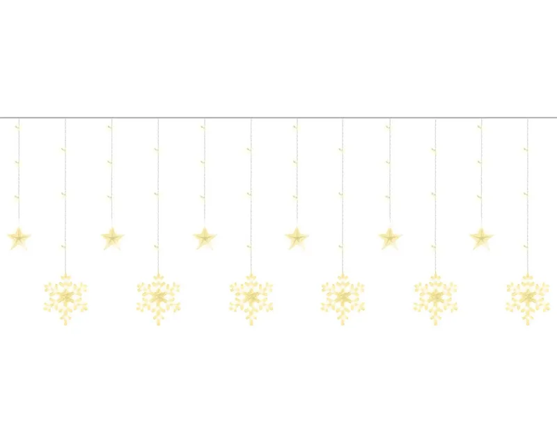 Juldekoration LED-gardin Varmvit - Snöflingor 100cm - 138 Ledlampor