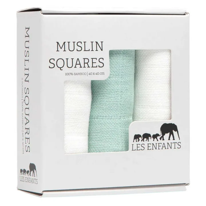 Les Enfants Snuttefiltar Bambu Muslin 3-pack Grön/Vit