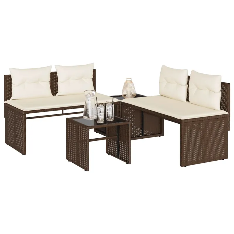 vidaXL Loungegrupp för trädgården med dynor 4 delar konstrotting brun (#4277)