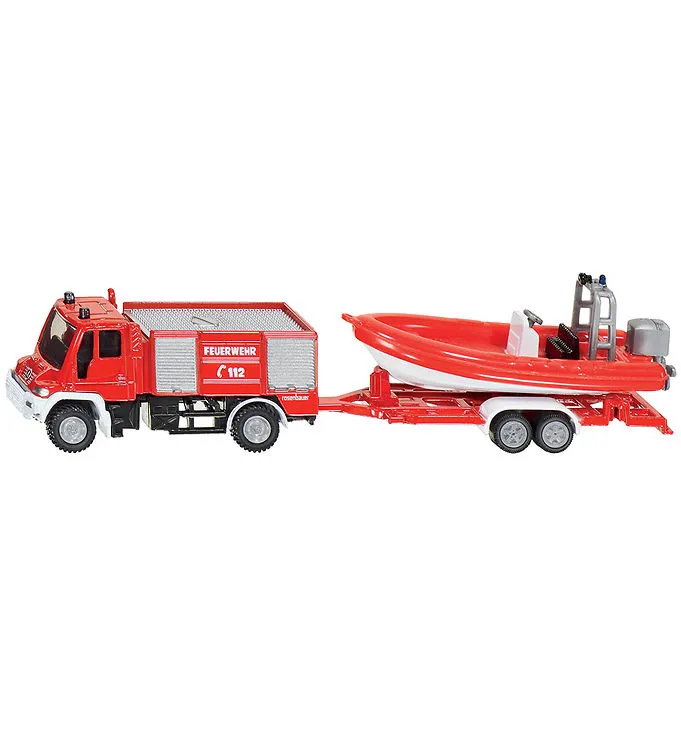 Siku Brandbil m. Båt – 1:87 – Unimog brandbil med båt
