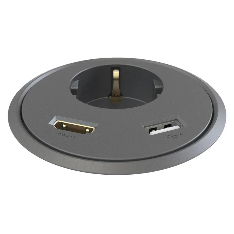 Kondator Powerdot PD13 Bordsuttag Schuko + USB + HDMI Svart