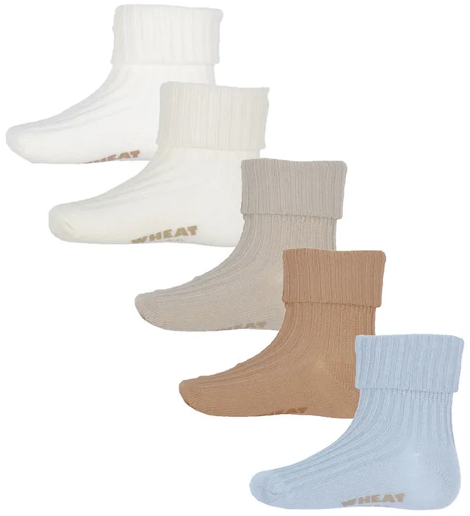 Wheat Strumpor - 5-pack - Gåvoset - Evig - Blue