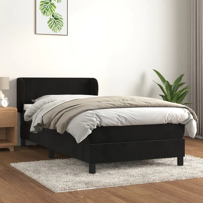 vidaXL Ramsäng med madrass svart 80×200 cm sammet