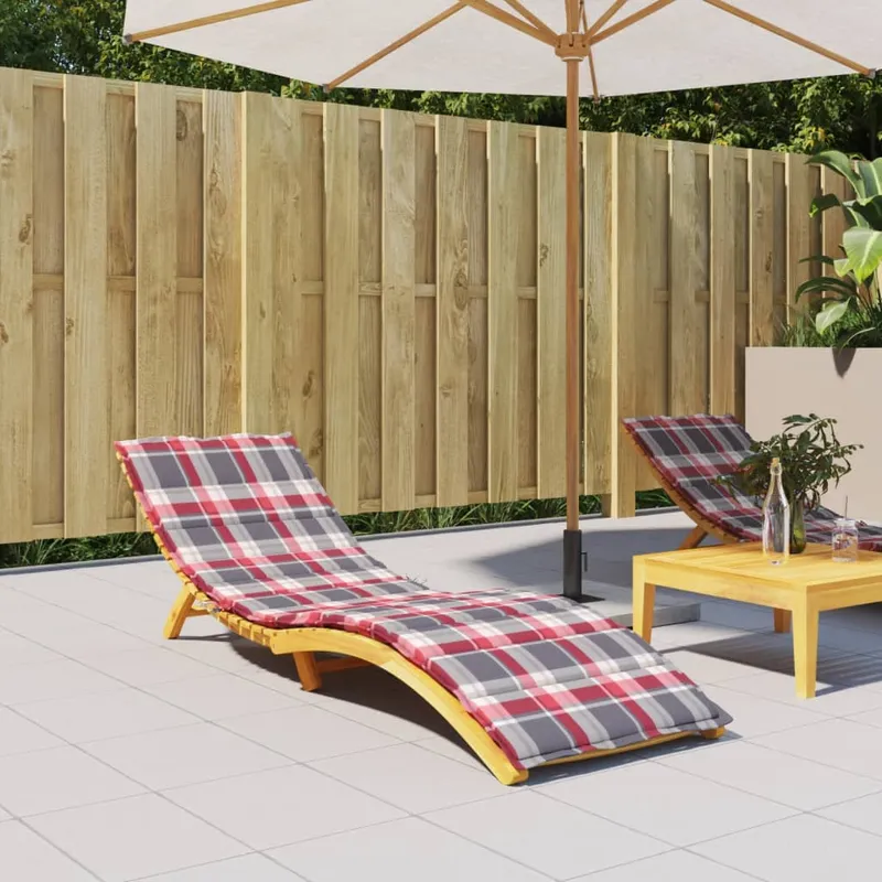 vidaXL Solsängsdyna rödrutig 200x70x3 cm oxfordtyg