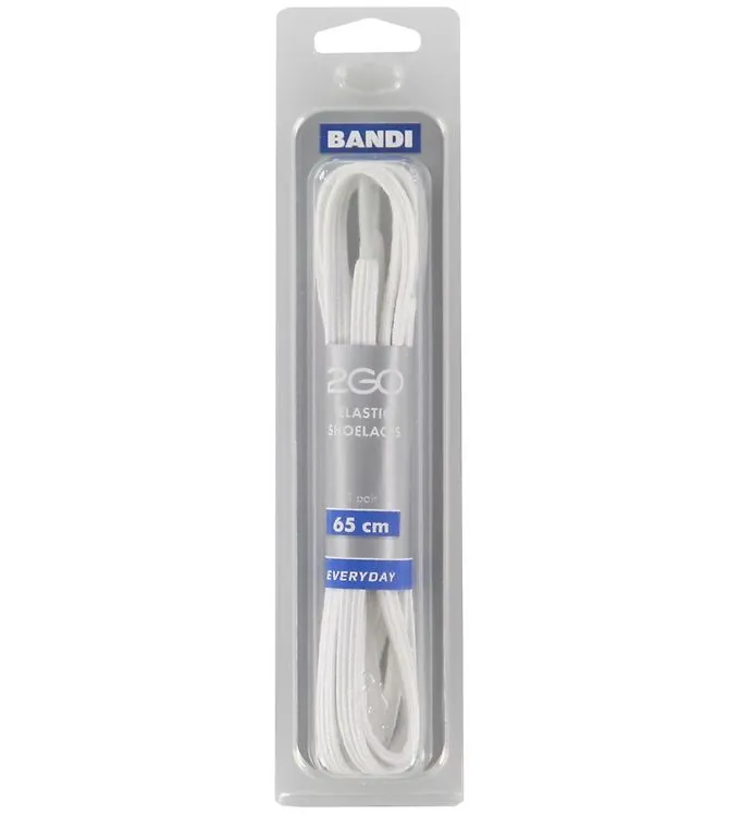 2GO Elastiska Skosnören - 65 cm - 1 Par - Vit